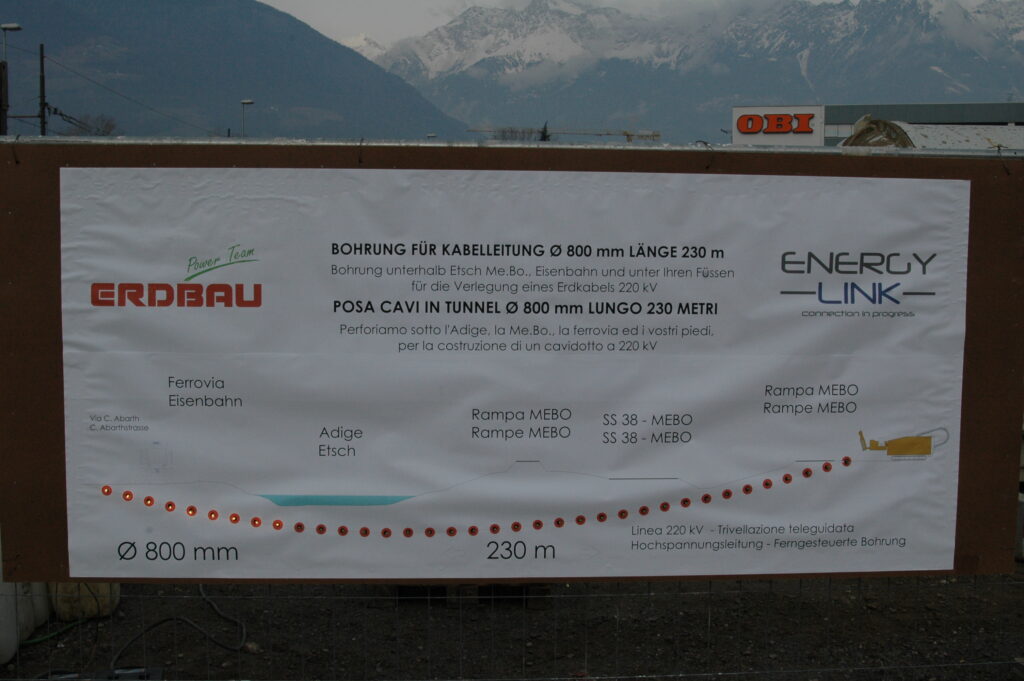 Erdbau Merano - Linea 220 kV Trivellazione teleguidata Sotto L'Adige